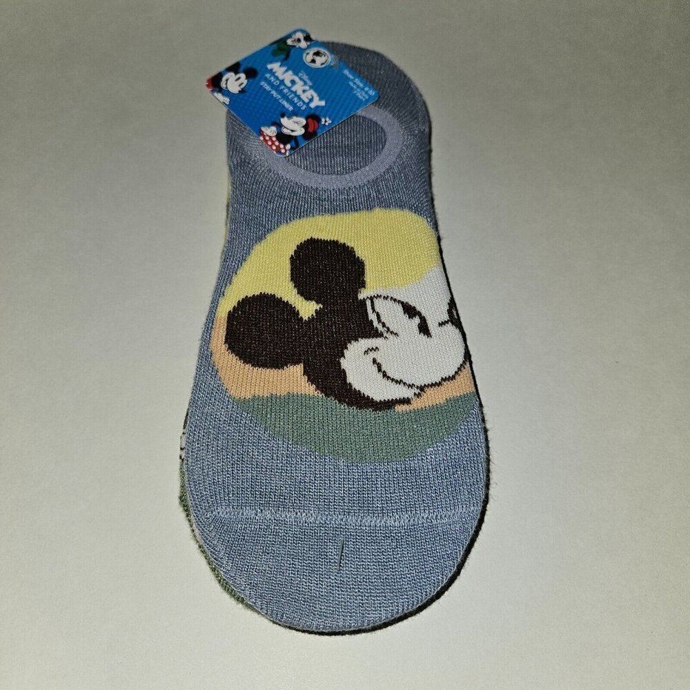 NEW 3 Pairs Disney Mickey Mouse Stay Put Liner Socks Women's Shoe Size 4-10 Lot